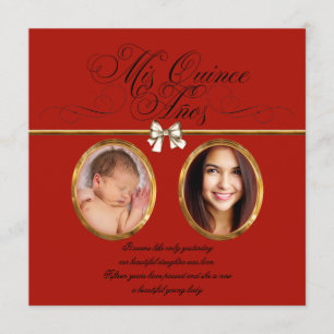 Invitations noires rouges de Quinceanera de photo