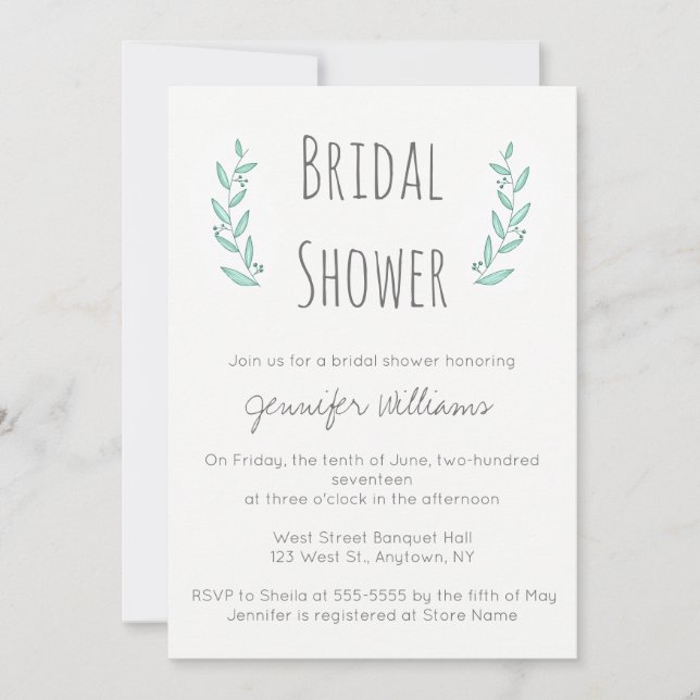 Invitations nuptiales de douche de guirlande bleue (Devant)