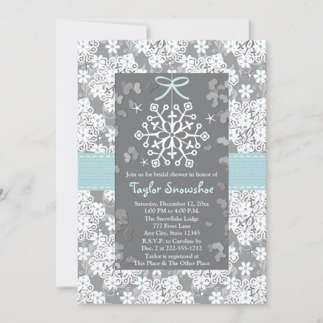 Invitations nuptiales de wedding shower de flocon (Devant)