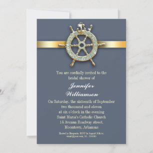 invitations nuptiales d'or bleues nautiques de
