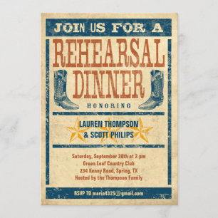 Invitations occidentales de dîner de répétition