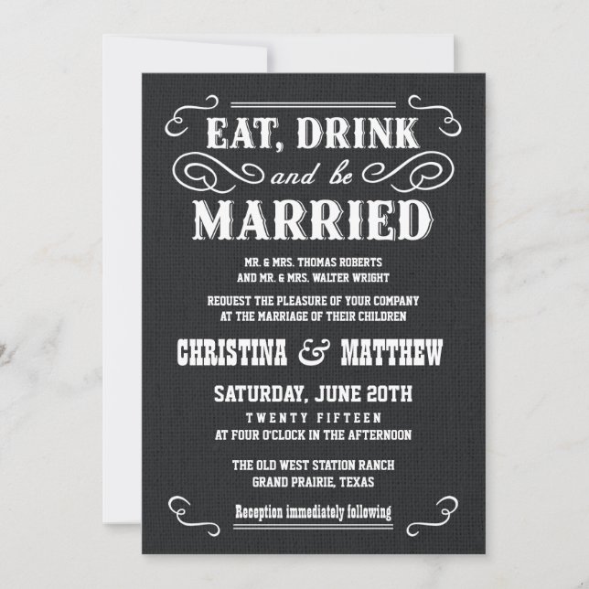 Invitations occidentales de mariage de pays noir (Devant)