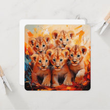 Invitations - Oeuvre d'oeuvres de cinq lions Cubs