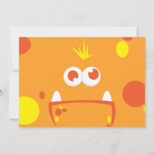 Invitations Orange Monster Face Party