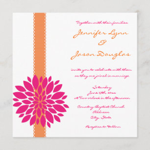 Invitations oranges de mariage de fleur de rose de