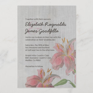 Invitations orientales vintages de mariage de lis