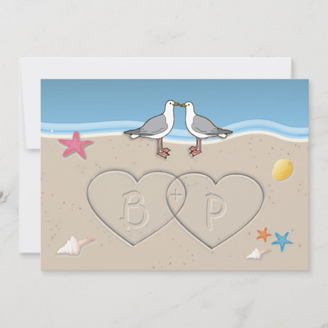 Invitations orientées de mariage de plage (Devant)