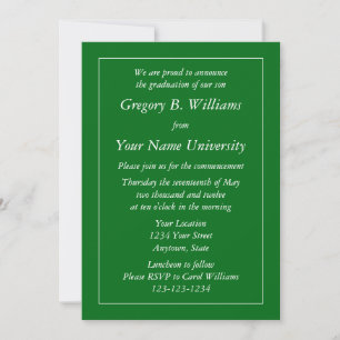 Invitations ou annonces de diplômes Dark Green