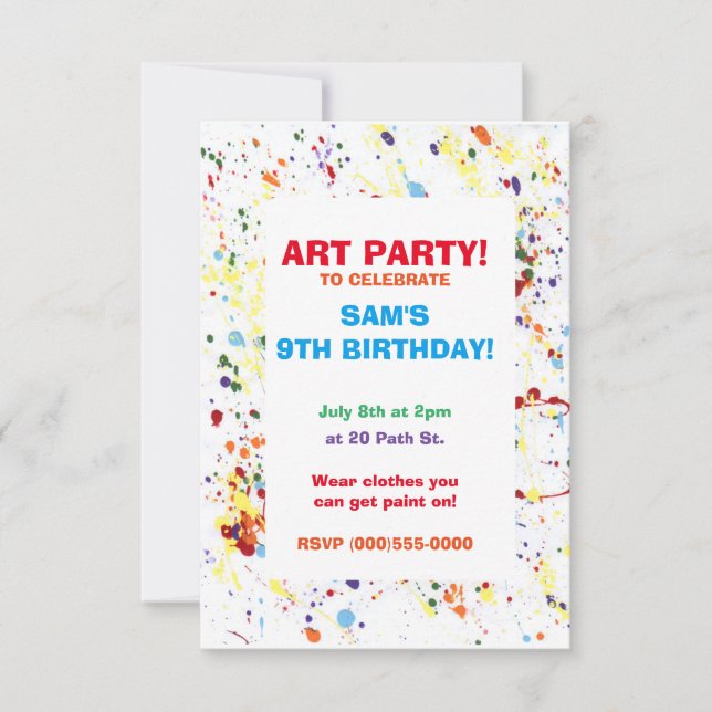Invitations "Paint/Art Party" (Devant)