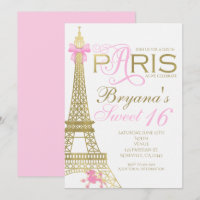 Invitations Paris Chic Elegant Pink & Gold Party