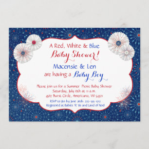 Invitations patriotiques de baby shower de feux