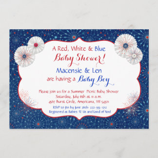 Invitations patriotiques de baby shower de feux