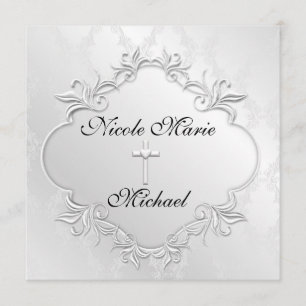 Invitations PEARL WHITE Damask Conception élégante