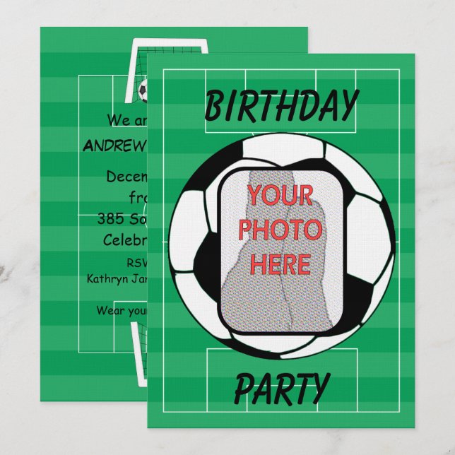 Invitations personnalisables de partie de ballon (Devant / Derrière)