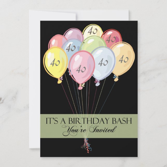 Invitations personnalisées à la fête du 40e annive (Devant)