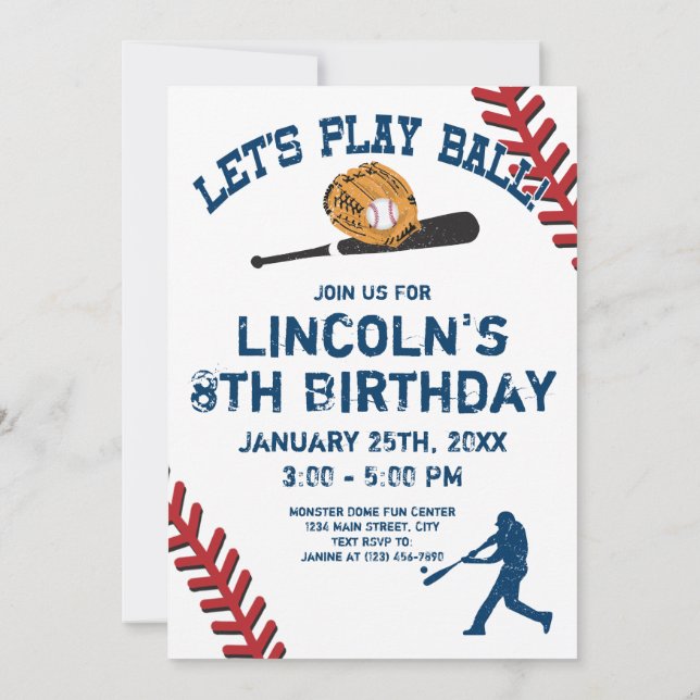 Invitations personnalisées de baseball Anniversair (Dos)