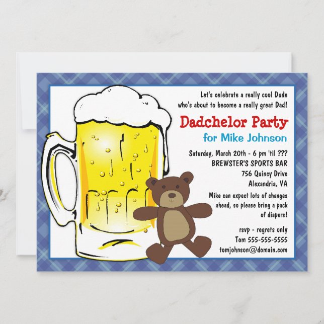 Invitations personnalisées de la partie Dadchelor  (Devant)