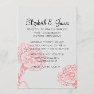 Invitations personnalisées de mariage rouge et noi