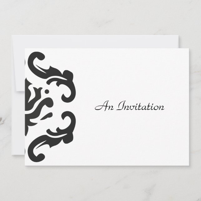 Invitations personnalisées élégantes en noir et bl (Devant)