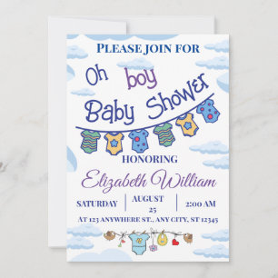 invitations personnalisées oh garçon douche bébé