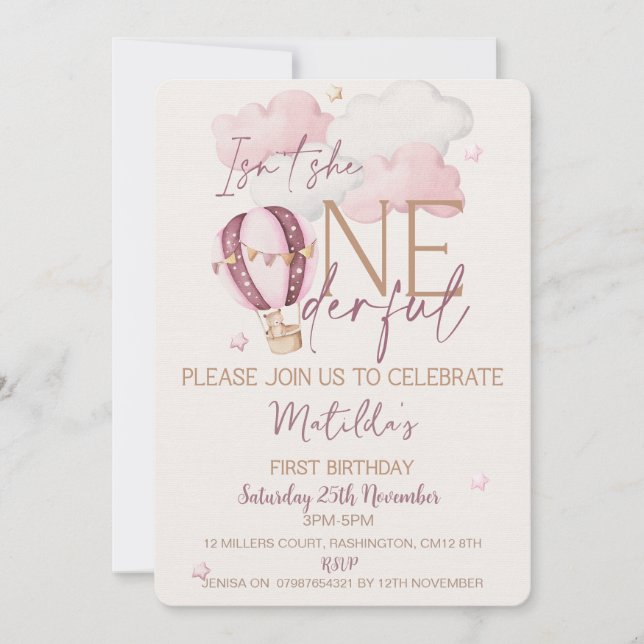 Invitations personnalisées ONEderful First Birthda (Devant)