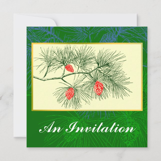 Invitations personnalisées Pine Cone Art Vintage (Devant)