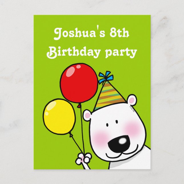 Invitations personnalisées pour la fête du 8e anni (Devant)