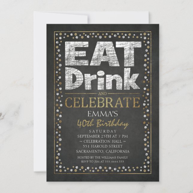 Invitations personnalisées pour les 40e anniversai (Devant)