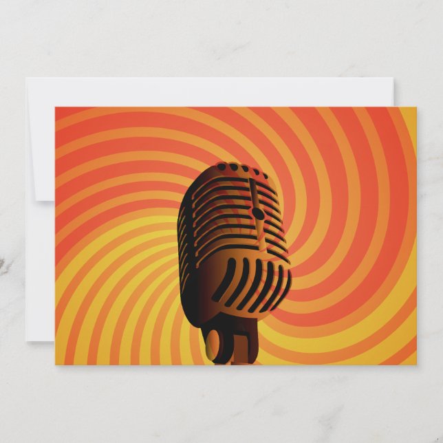 Invitations personnalisées Retro Microphone (Devant)
