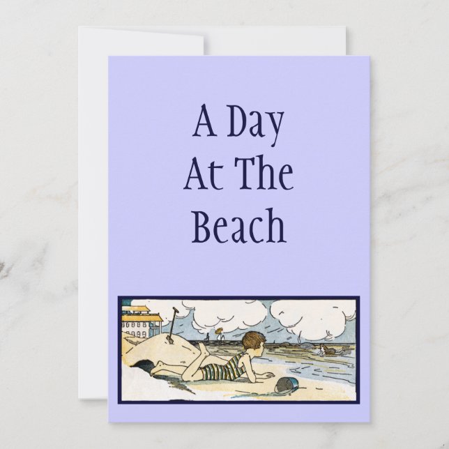 Invitations personnalisées vintage Beach Art (Devant)