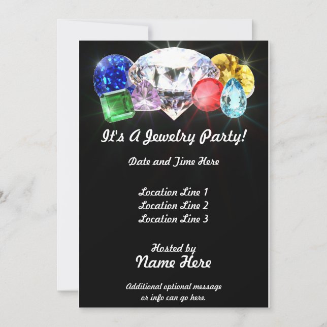 Invitations personnalisés de la fête des bijoux (Devant)
