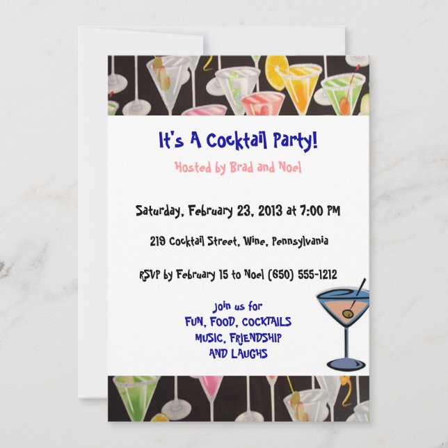 Invitations personnalisés du Cocktail Party (Devant)