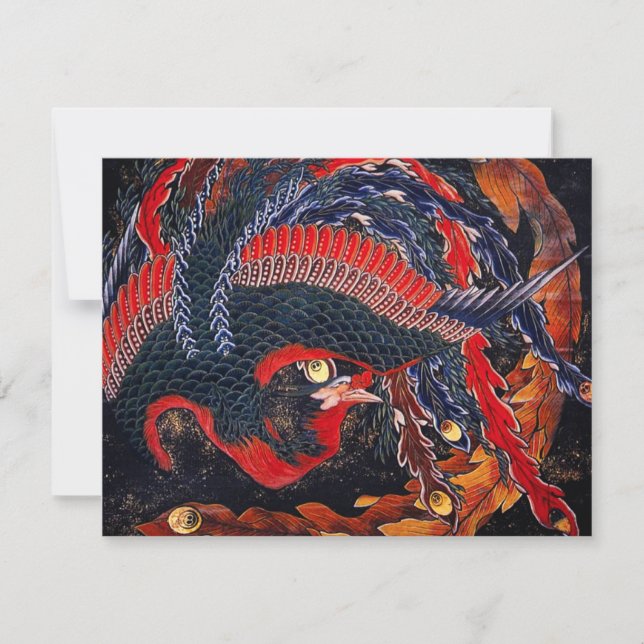 Invitations Phoenix japonaises de Hokusai (Devant)