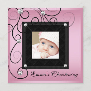 Invitations photo-Christine noire rose