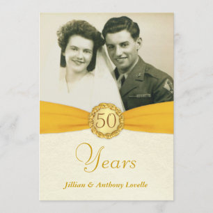 Invitations photo du 50e anniversaire - Antique Da