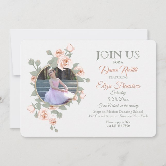Invitations photo du croissant rose (Devant)