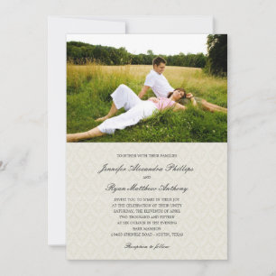 Invitations photo Mariage damassé classiques - Crè