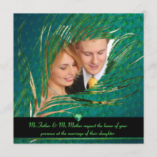 Invitations photo mariage de Peacock