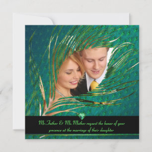 Invitations photo mariage de Peacock
