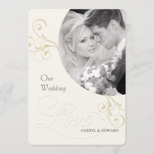 Invitations photo mariage - Élégante ivoire Vintag