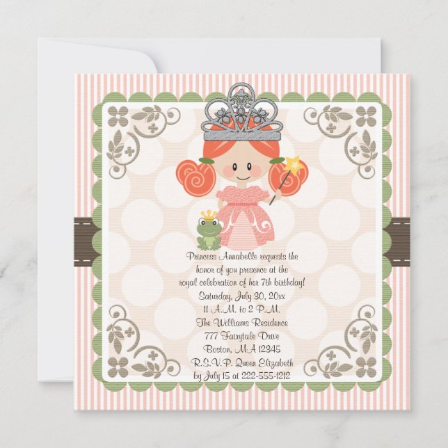 Invitations photo pour l'anniversaire de la prince (Devant)