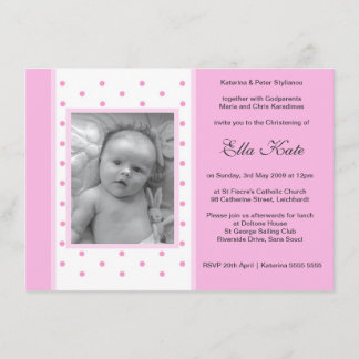 Invitations Pink Polka Dot Christening