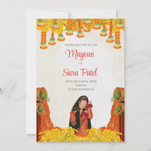 Invitations Pithi comme Mayoun invitations invitat (Devant)
