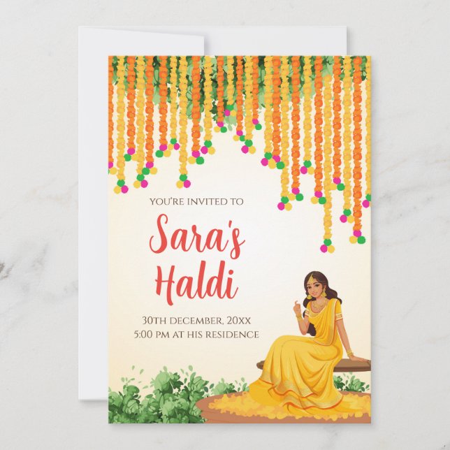 Invitations Pithi invitations Digital Haldi invita (Devant)
