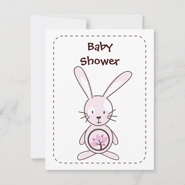 Invitations Planète biologique lapin rose (Devant)
