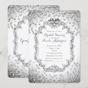 Invitations Platinum blanc argenté diamant