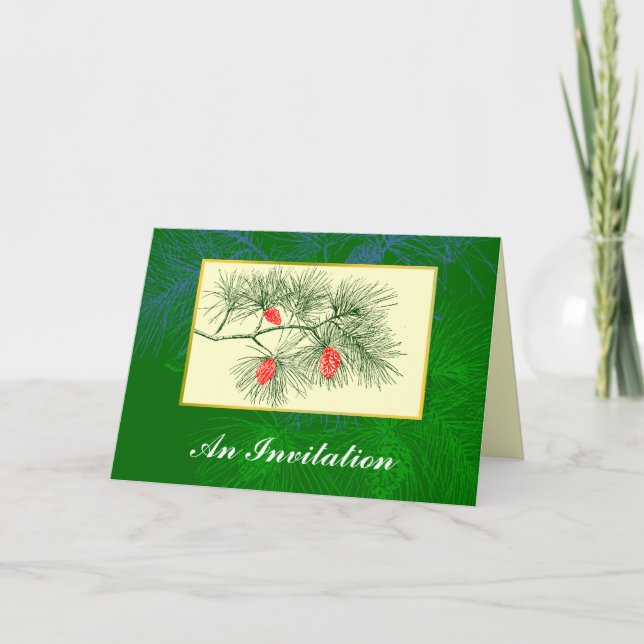 Invitations pliées personnalisées de la branche de (Devant)