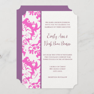 Invitations Plum & Pink Mariage damassé
