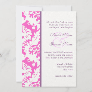 Invitations Plum & Pink Mariage damassé