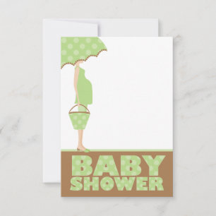 Invitations Pois vertes de douche bébé
